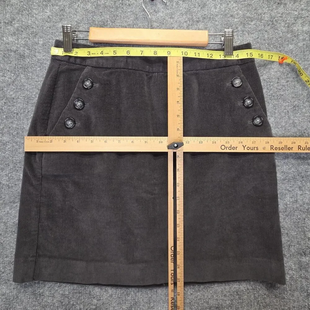 Banana Republic Skirt Womens 6 Gray Corduroy Stretch Button Pockets Zipper Back